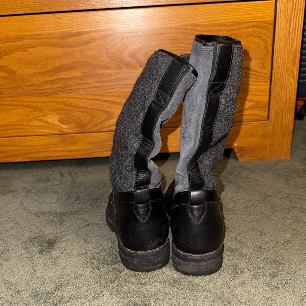 Ariat black leather grey wool boots size 8 - Picture 5 of 7